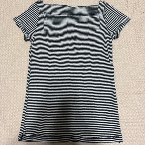 We The Free Tops - We The Free Navy and White Striped Boat Neck Top Medium